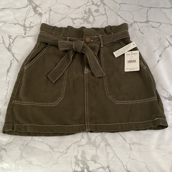 Free People Army Green High Waist Belted Mini Skirt NWT - Picture 5 of 11